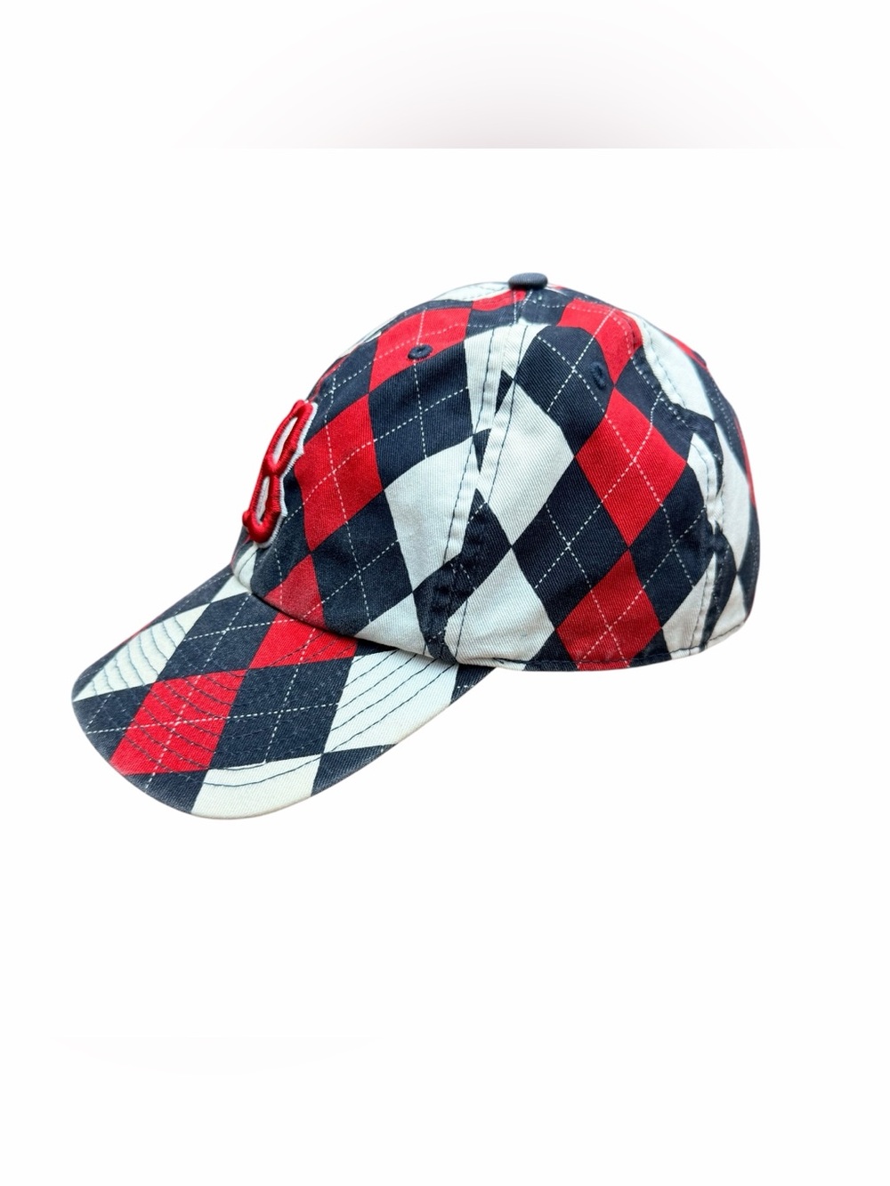 Genuine Merchandise Boston Red Sox Pink Gray Argyle Baseball Cap Hat